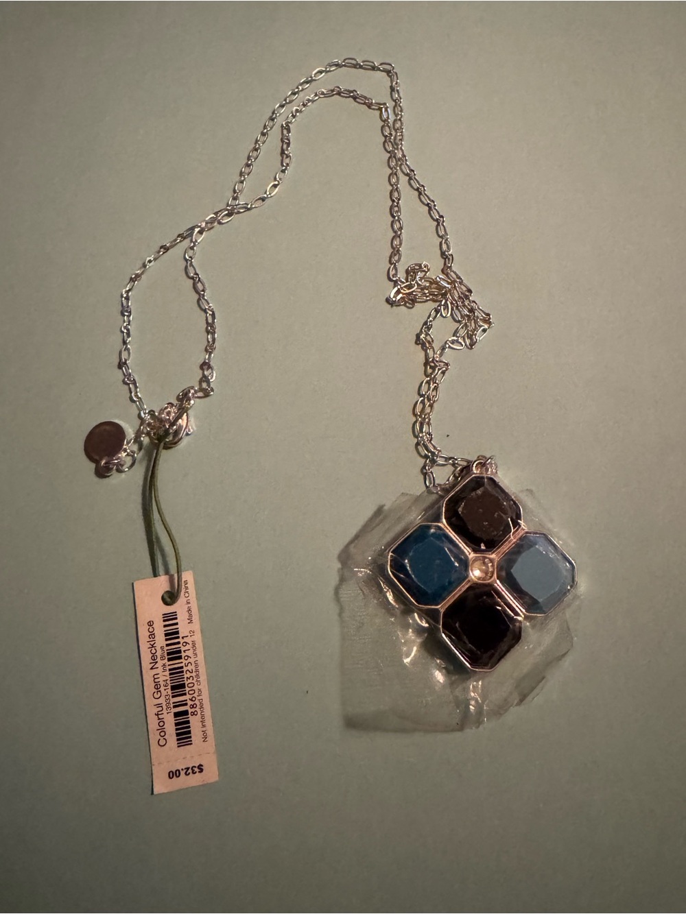 Vera Bradley Blue and Black Four-Gem Colorful Gem Necklace